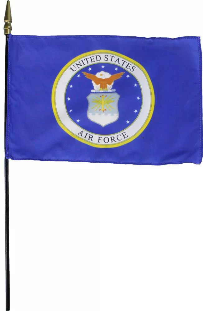 Air Force (Seal) - 8"X12" Stick Flag - 8" x 12", Without Fringe
