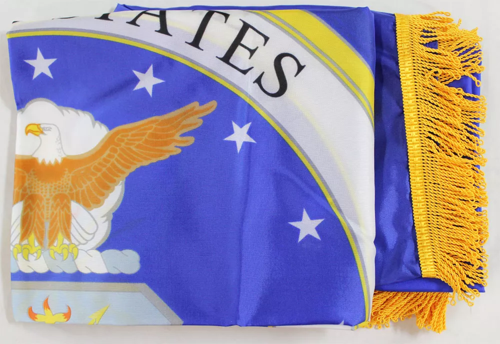 Air Force (Seal) - 3'X5' Nylon Flag with Pole Hem and Gold Fringe - Nylon, 3' x 5', With Fringe, Pole Hem