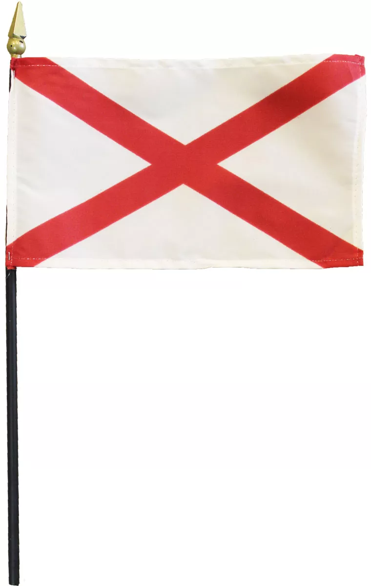 Alabama - 4"X6" Stick Flag - 4" x 6", Without Fringe