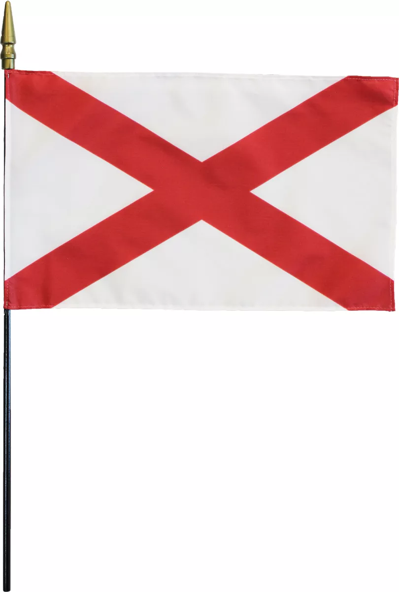 Alabama - 8"X12" Stick Flag - 8" x 12", Without Fringe