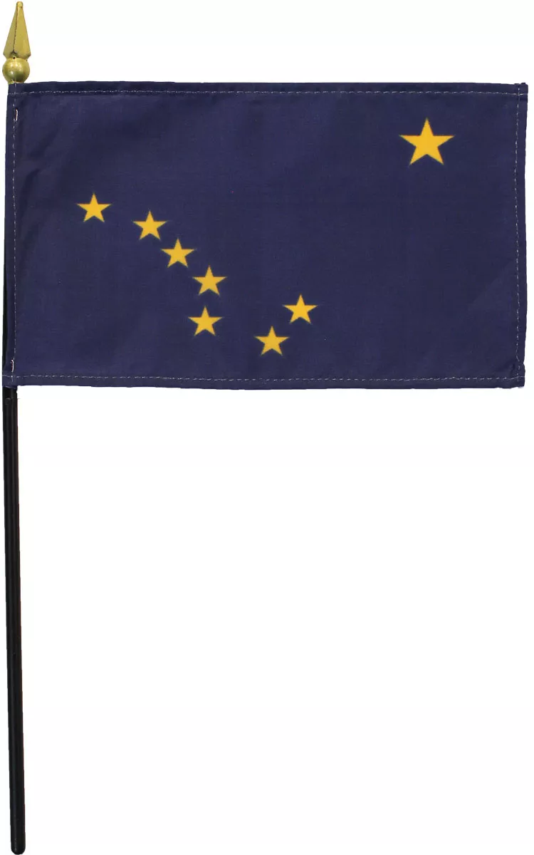 Alaska - 4"X6" Stick Flag - 4" x 6", Without Fringe