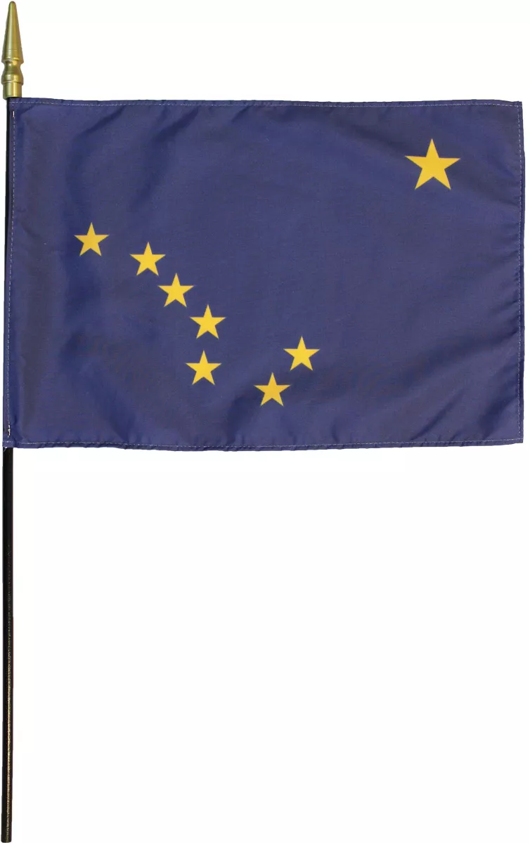 Alaska - 8"X12" Stick Flag - 8" x 12", Without Fringe