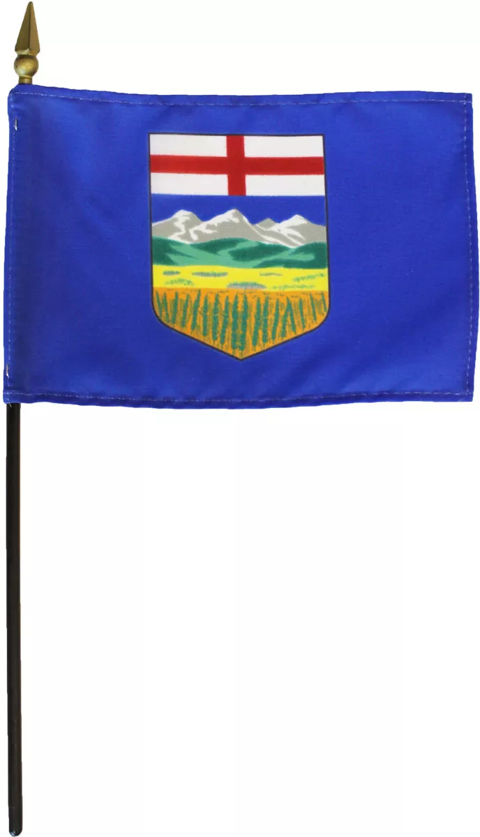 Alberta - 4"X6" Stick Flag - 4" x 6", Without Fringe