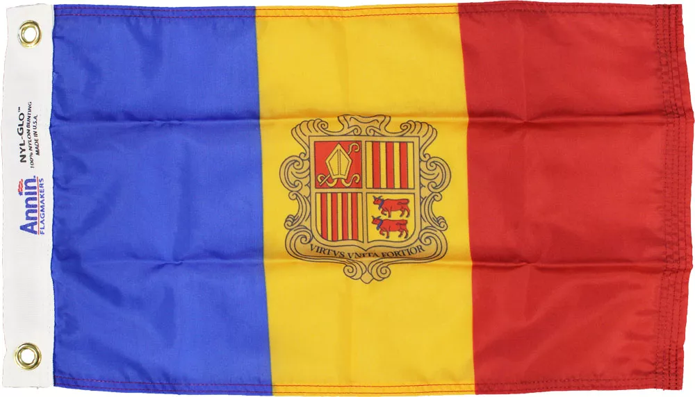 Andorra - 12"X18" Nylon Flag (State) - Nylon, Without Fringe, Grommets