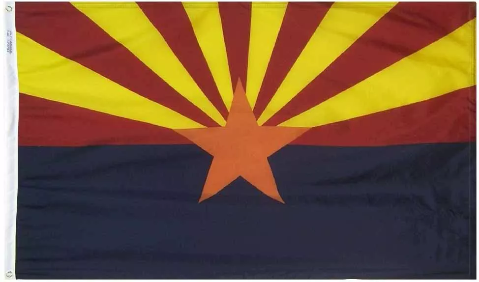 Arizona - 3'X5' Nylon Flag - Nylon, 3' x 5', Without Fringe, Grommets, Dyed