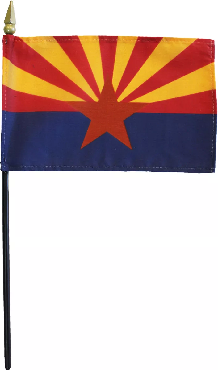 Arizona - 4"X6" Stick Flag - 4" x 6", Without Fringe