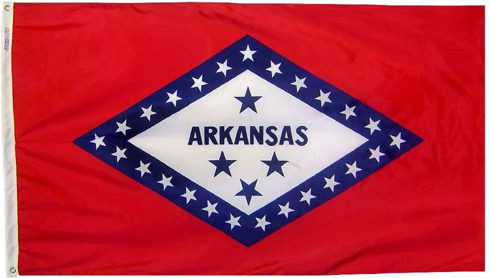 Arkansas - 4'X6' Nylon Flag - Nylon, Without Fringe, Grommets, Dyed
