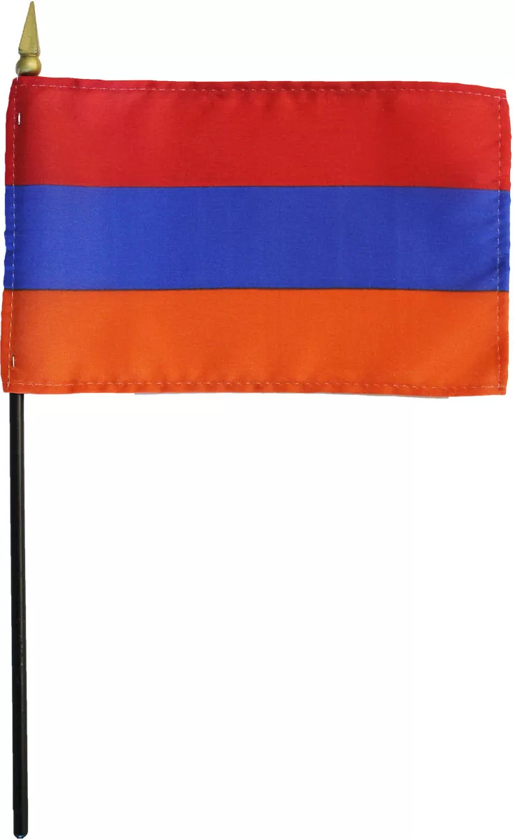  Armenia - 4"X6" Stick Flag - 4" x 6", Without Fringe