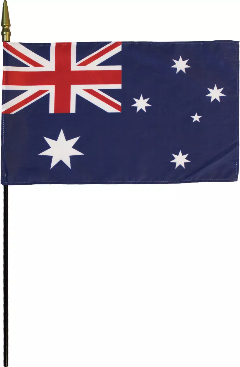 Australia - 8"X12" Stick Flag - 8" x 12", Without Fringe