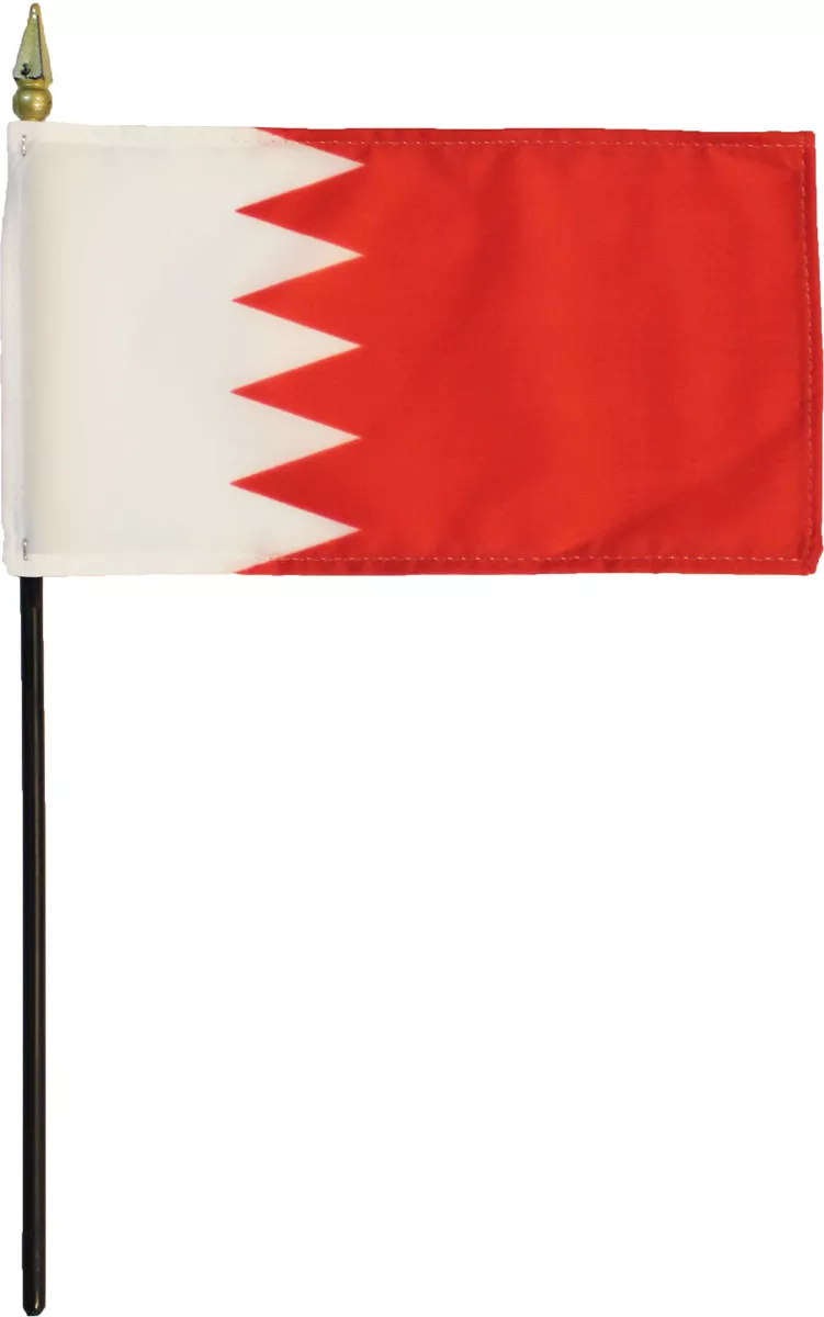 Bahrain - 4"X6" Stick Flag - 4" x 6", Without Fringe