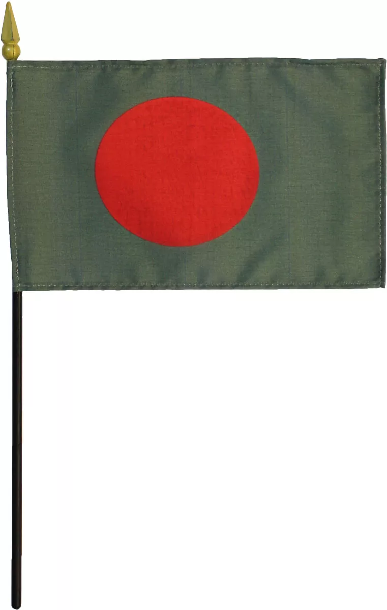 Bangladesh - 4"X6" Stick Flag - 4" x 6", Without Fringe
