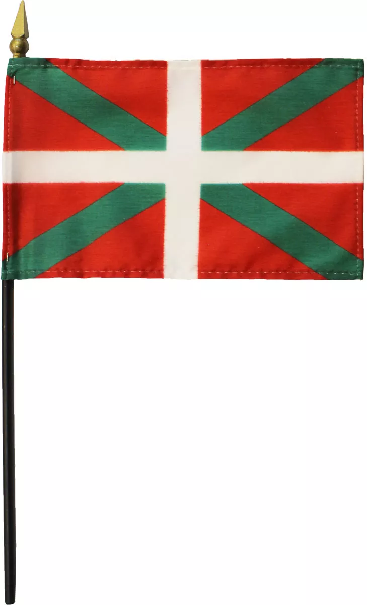 Basque - 4"X6" Stick Flag - 4" x 6", Without Fringe