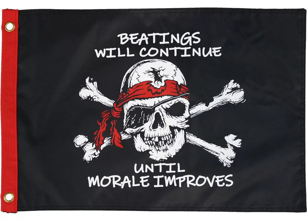 Beatings Will Continue - 12"X18" Nylon Flag - Nylon, Without Fringe