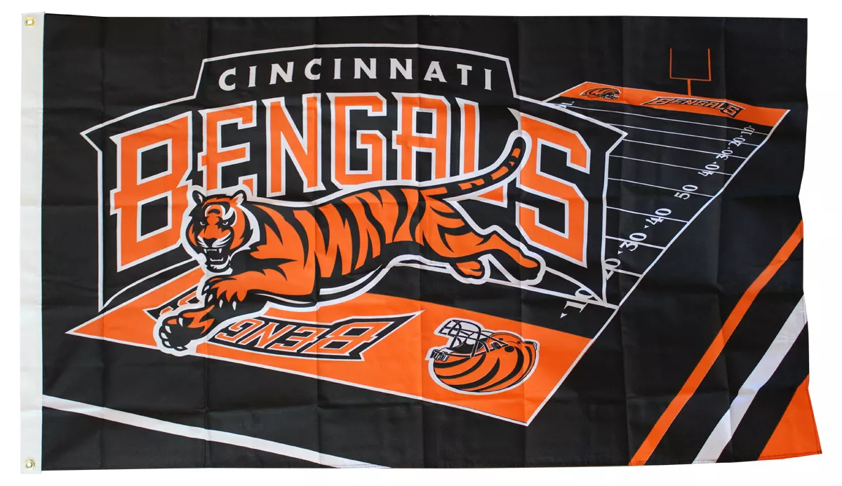 Cincinnati Bengals - 3' x 5' NFL Polyester Flag (Field Design) - Medium Knit Polyester, 3' x 5', Without Fringe, Grommets, Dyed