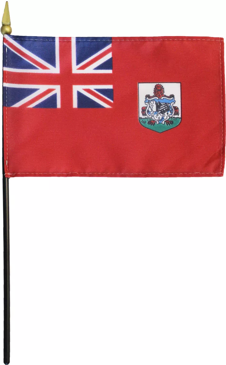 Bermuda - 4"X6" Stick Flag - 4" x 6", Without Fringe