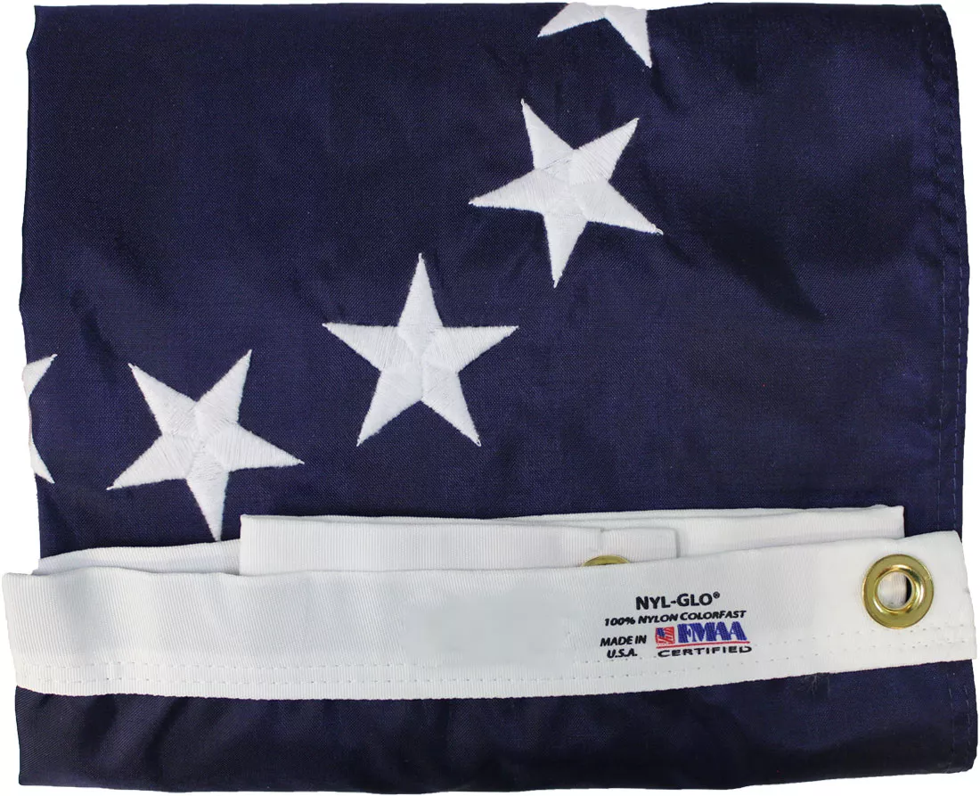 Betsy Ross - 2'X3' Nylon Flag - Nylon, Without Fringe, Grommets, Sewn / Embroidered