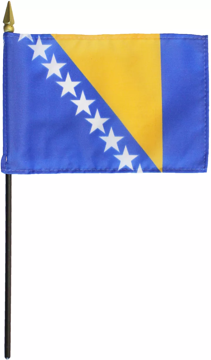 Bosnia-Herzegovina - 4"X6" Stick Flag - 4" x 6", Without Fringe