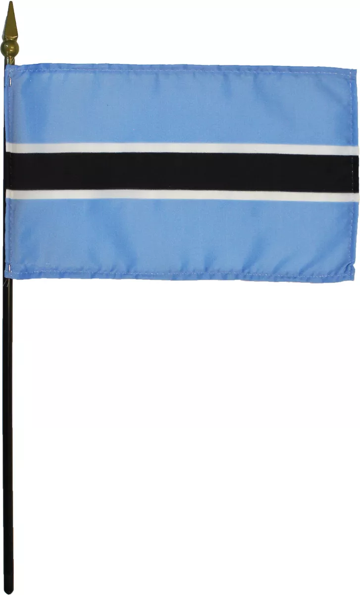 Botswana - 4"X6" Stick Flag - 4" x 6", Without Fringe