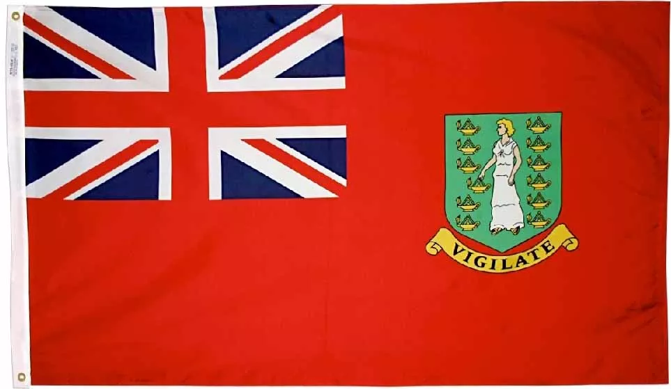 British Virgin Islands - 2'X3' Nylon Flag (Red) - Nylon, 2' x 3', Without Fringe, Grommets