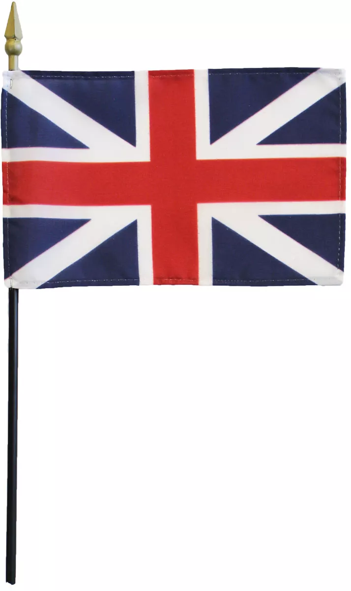 British Union - 4"X6" Stick Flag (Historic-1606) - 4" x 6", Without Fringe