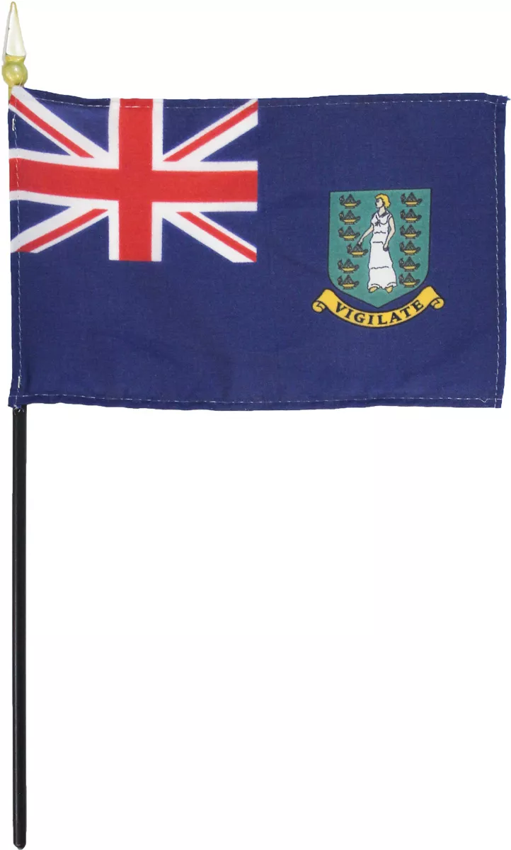British Virgin Islands - 4"X6" Stick Flag - 4" x 6", Without Fringe