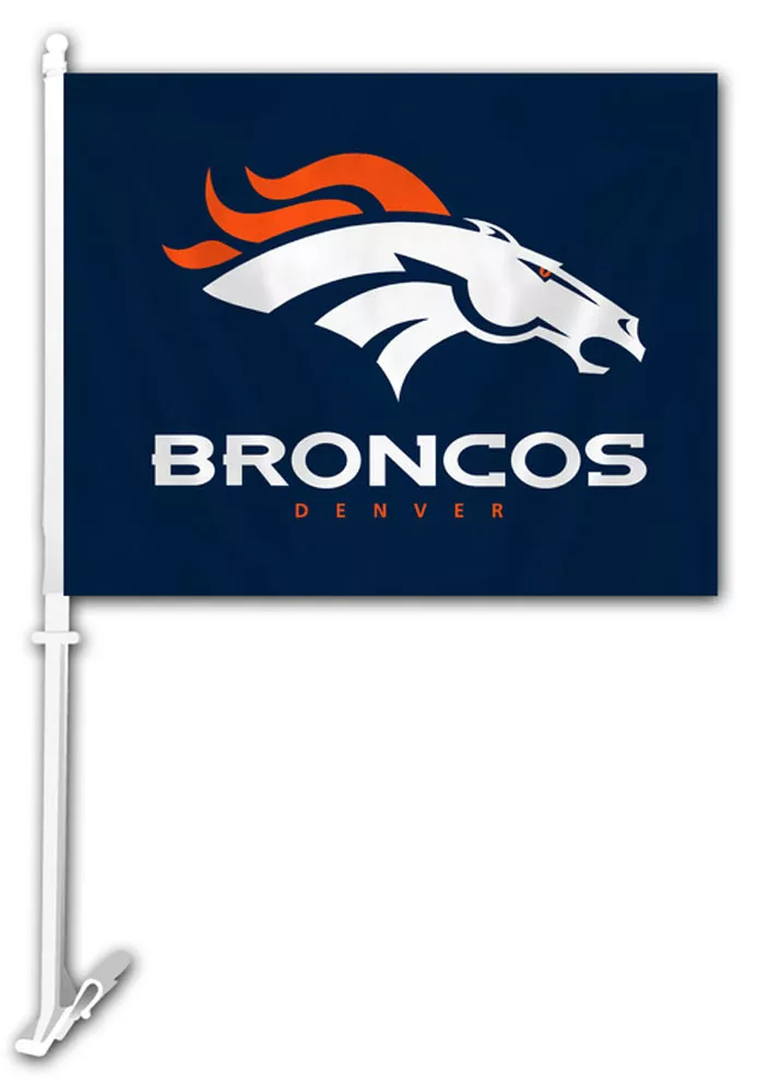 Denver Broncos NFL Car Flag - 11.5" x 14.5", Without Fringe