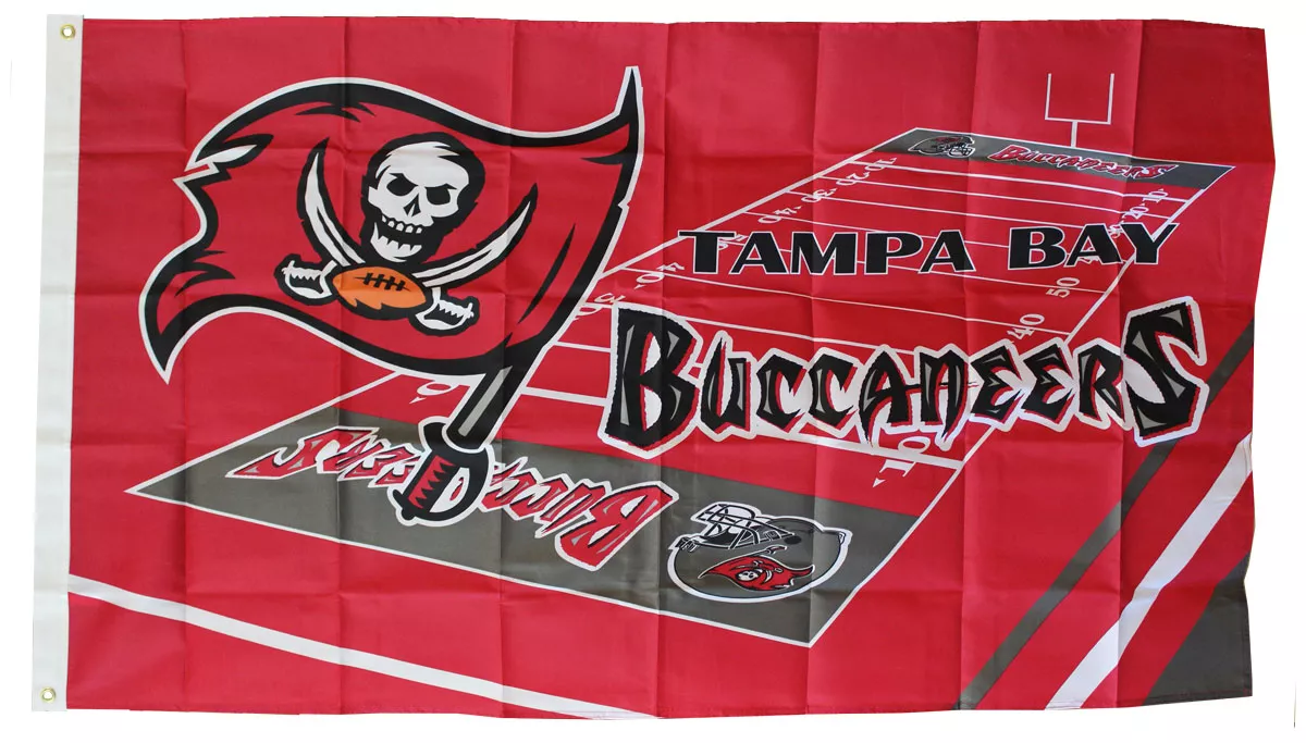 Tampa Bay Buccaneers - 3' x 5' NFL Polyester Flag (Field Design) - Medium Knit Polyester, 3' x 5', Without Fringe, Grommets, Dyed