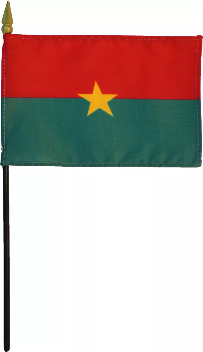 Burkina Faso - 4"X6" Stick Flag - 4" x 6", Without Fringe