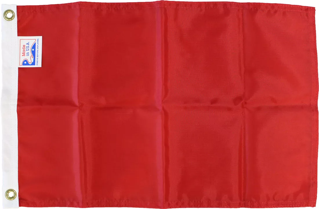 Red - 12"x18" Solid Color Nylon Flag - Nylon, Without Fringe, Grommets