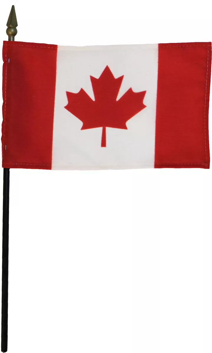 Canada - 4"X6" Stick Flag - 4" x 6", Without Fringe