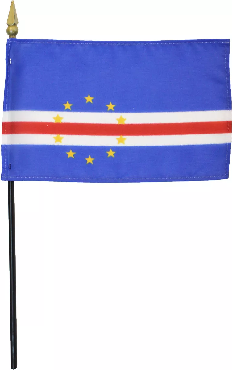Cape Verde - 4"X6" Stick Flag - 4" x 6", Without Fringe