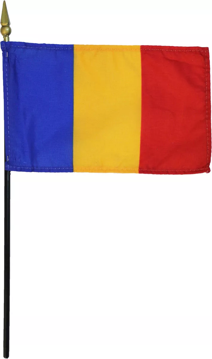 Chad - 4"X6" Stick Flag - 4" x 6", Without Fringe