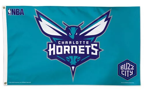 Charlotte Hornets - 3'X5' NBA Polyester Flag - Polyester, 3' x 5', Without Fringe, D-Rings, Dyed