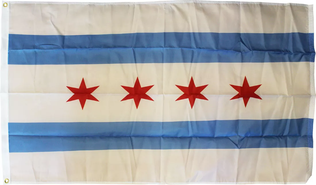 Chicago - 2'X3' Nylon Flag - Nylon, Without Fringe