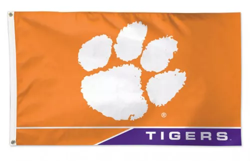 Clemson - 3' x 5' NCAA Polyester Flag - Medium Knit Polyester, 3' x 5', Without Fringe, Grommets, Dyed