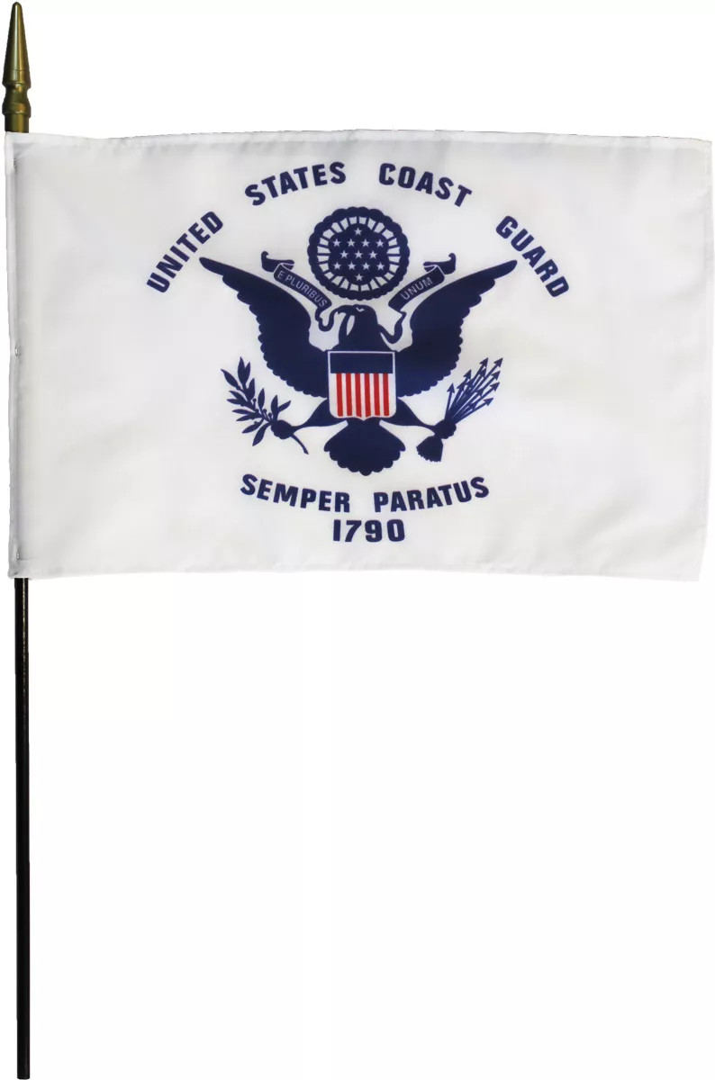 Coast Guard - 8"X12" Stick Flag - 8" x 12", Without Fringe