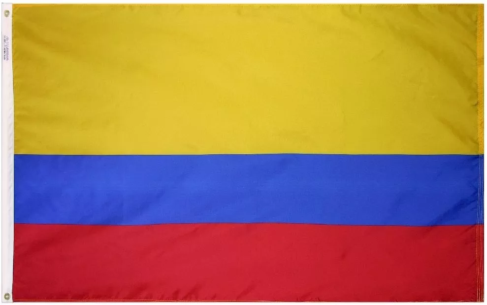 Colombia - 3'X5' Nylon Flag - Nylon, 3' x 5', Without Fringe, Grommets