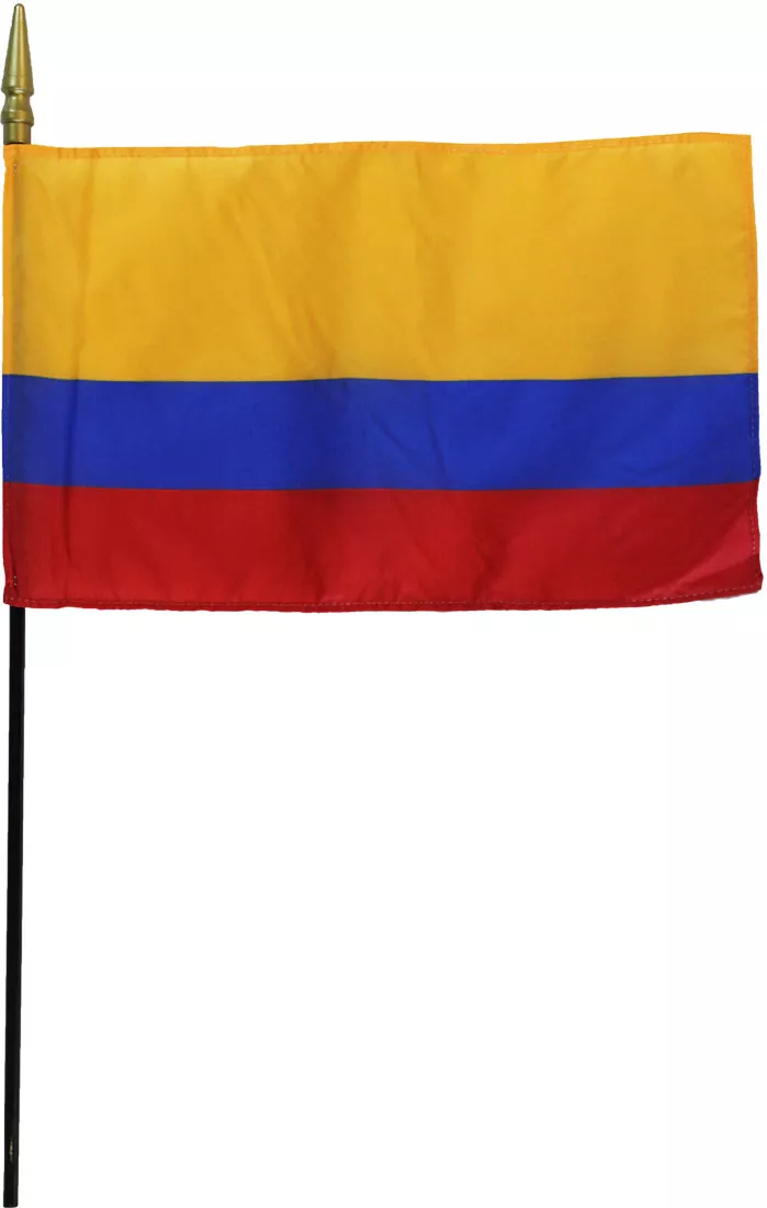 Colombia - 8"X12" Stick Flag - 8" x 12", Without Fringe