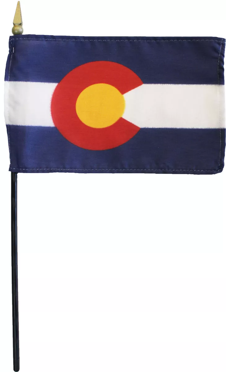 Colorado - 4"X6" Stick Flag - 4" x 6", Without Fringe