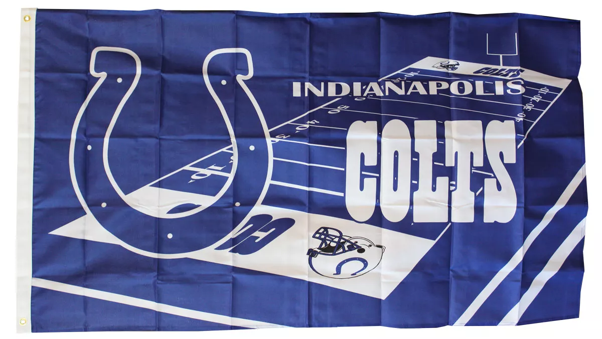 Indianapolis Colts - 3' x 5' NFL Polyester Flag (Field Design) - Medium Knit Polyester, 3' x 5', Without Fringe, Grommets, Dyed
