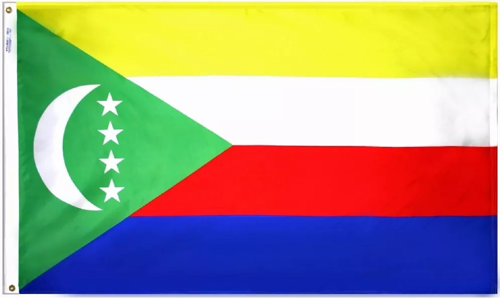 Comoros - 5'X8' Nylon Flag - Nylon, Without Fringe, Grommets