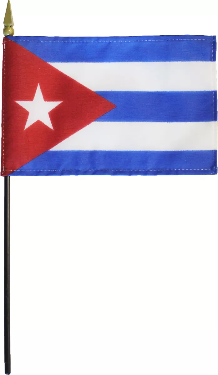 Cuba - 4"X6" Stick Flag - 4" x 6", Without Fringe