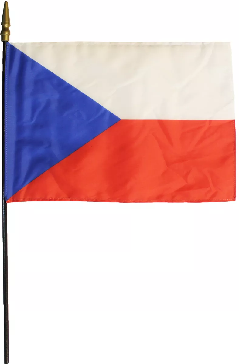 Czech Republic - 8"X12" Stick Flag - 8" x 12", Without Fringe