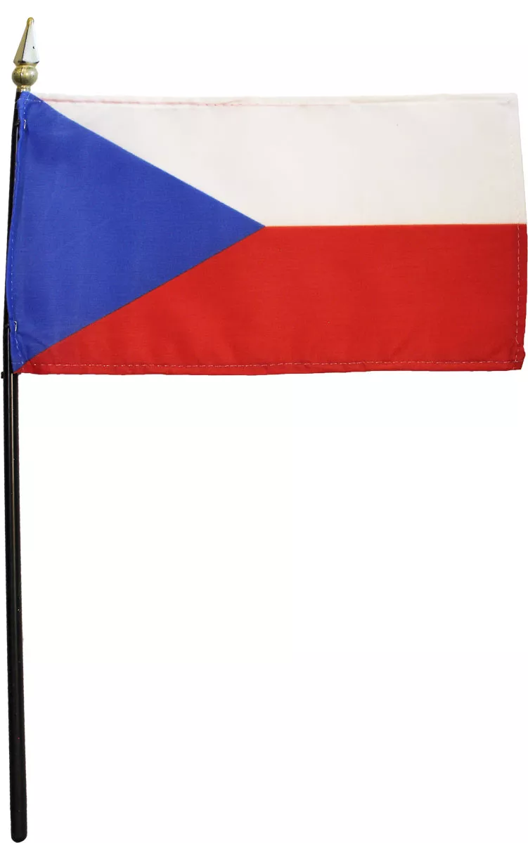 Czech Republic - 4"X6" Stick Flag - 4" x 6", Without Fringe