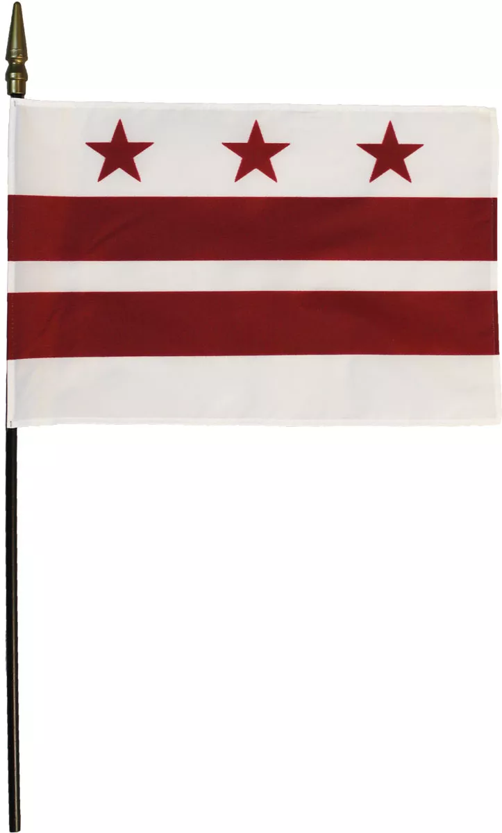 Washington, DC (District of Columbia) - 8"X12" Stick Flag - 8" x 12", Without Fringe