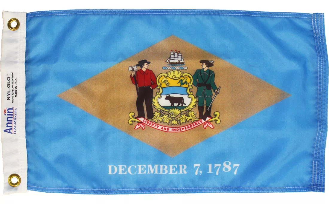 Delaware - 12"X18" Nylon Flag - Nylon, Without Fringe, Grommets, Dyed
