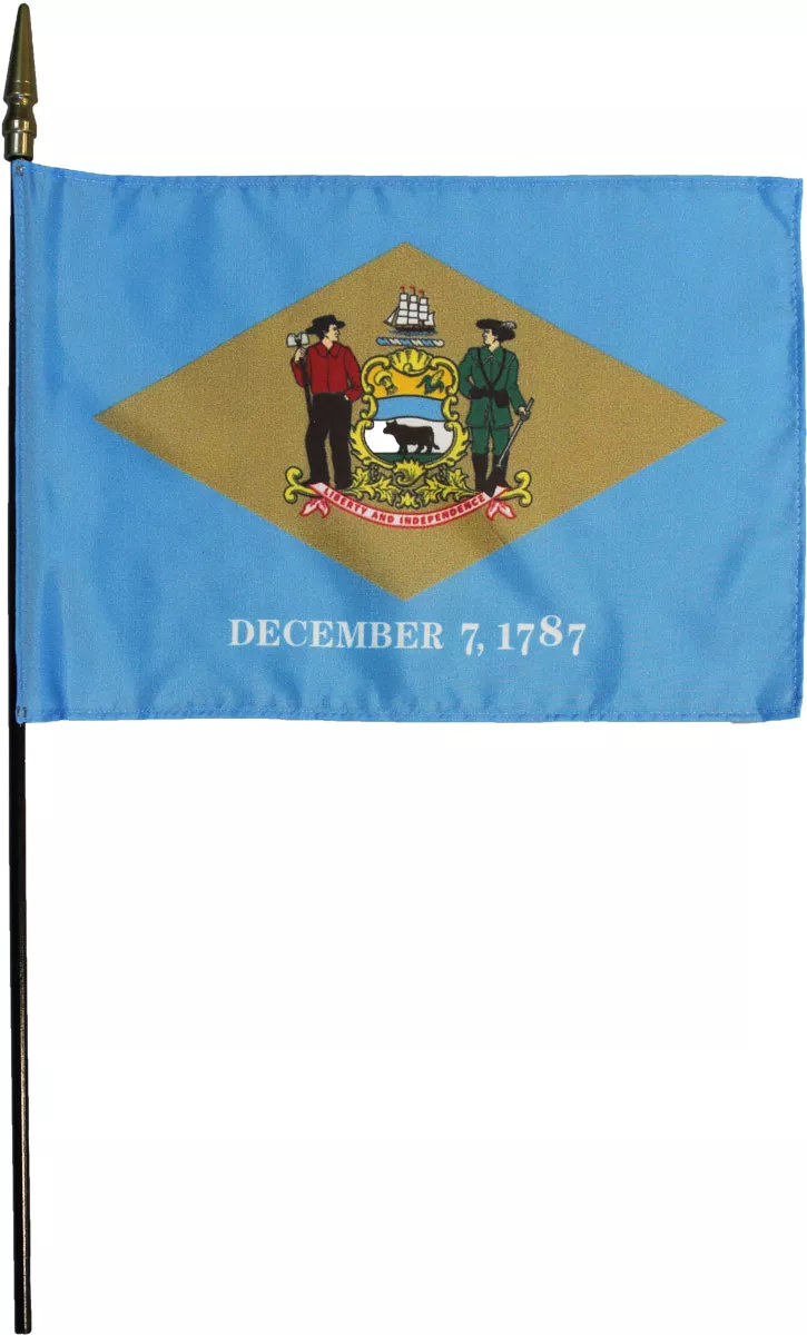 Delaware - 8"X12" Stick Flag - 8" x 12", Without Fringe