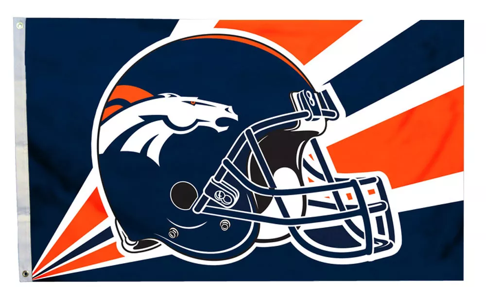 Denver Broncos - 3' x 5' NFL Polyester Flag  - Medium Knit Polyester, 3' x 5', Without Fringe, Grommets, Dyed