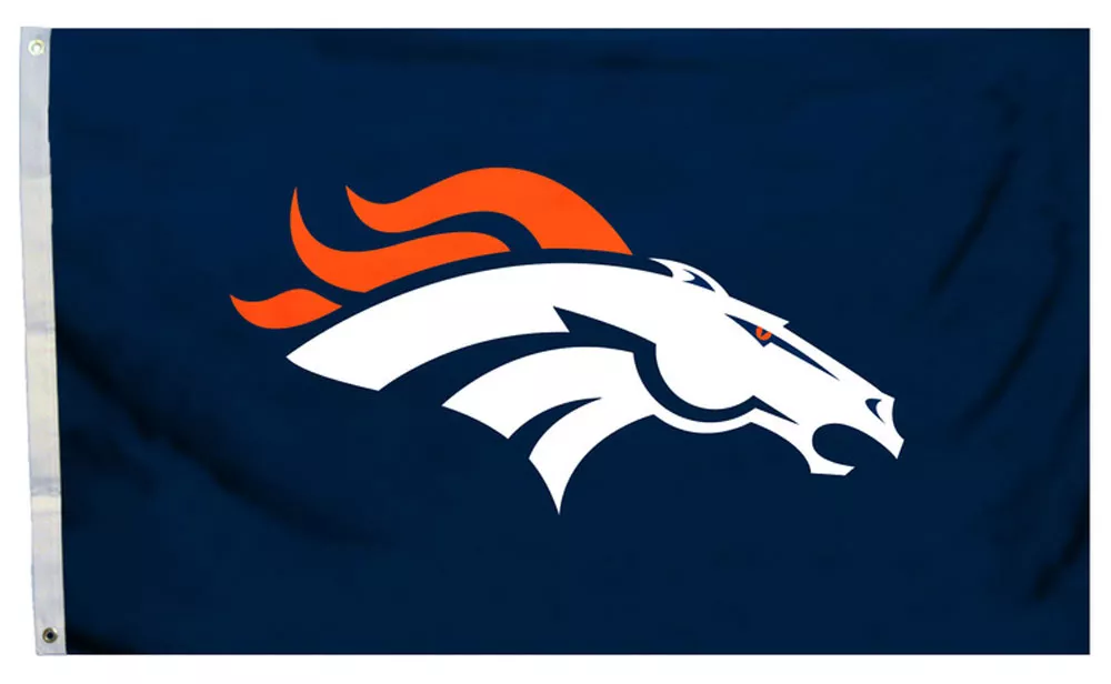 Denver Broncos - 3' x 5' NFL Polyester Flag (Logo Design) - Medium Knit Polyester, 3' x 5', Without Fringe, Grommets, Dyed