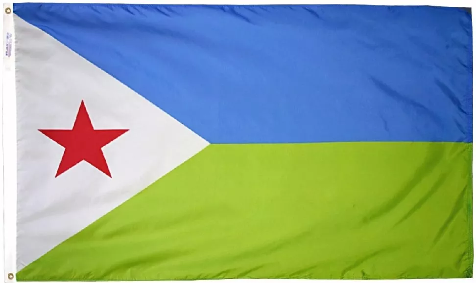 Djibouti - 4'X6' Nylon Flag - Nylon, Without Fringe, Grommets